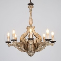 8 Lys Vintage Retro Lysekronelampe I Tre