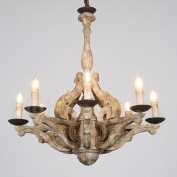 8 Lys Vintage Retro Lysekronelampe I Tre
