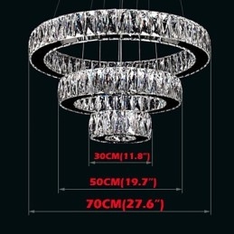 Krystalllysekronelys Moderne Belysning Tre Ringer D305070 K9 Store Krystalltaklamper