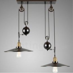 Landlig Vintage Metallpendellampe Med 2 Lys