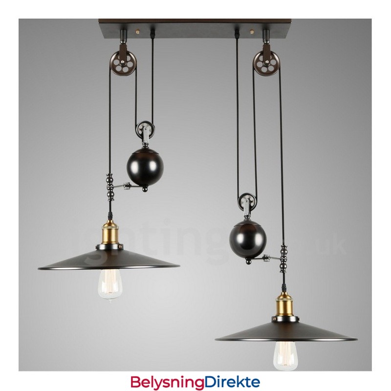 Landlig Vintage Metallpendellampe Med 2 Lys