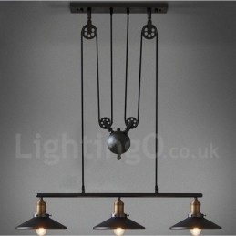 Landlig Vintage Metallpendellampe Med 3 Lys