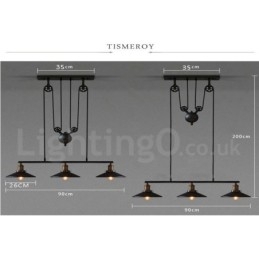 Landlig Vintage Metallpendellampe Med 3 Lys