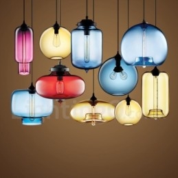 Moderne Samtidsstil Flerfarget 1 Lys Glass Pendellampe