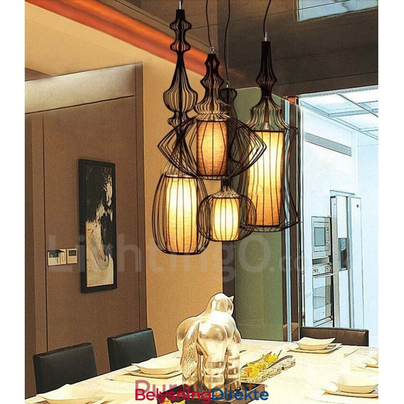 Landlig Vintage Metallvaseformet Anhengslampe
