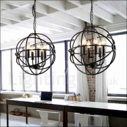 Metallkuleformet Vintage Pendellampe Med 6 Lys