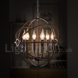Metallkuleformet Vintage Pendellampe Med 6 Lys