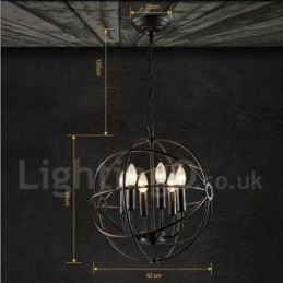Metallkuleformet Vintage Pendellampe Med 6 Lys