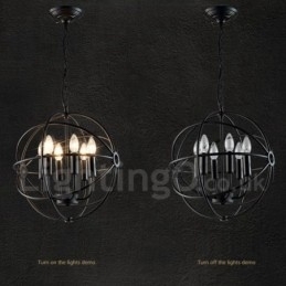 Metallkuleformet Vintage Pendellampe Med 6 Lys
