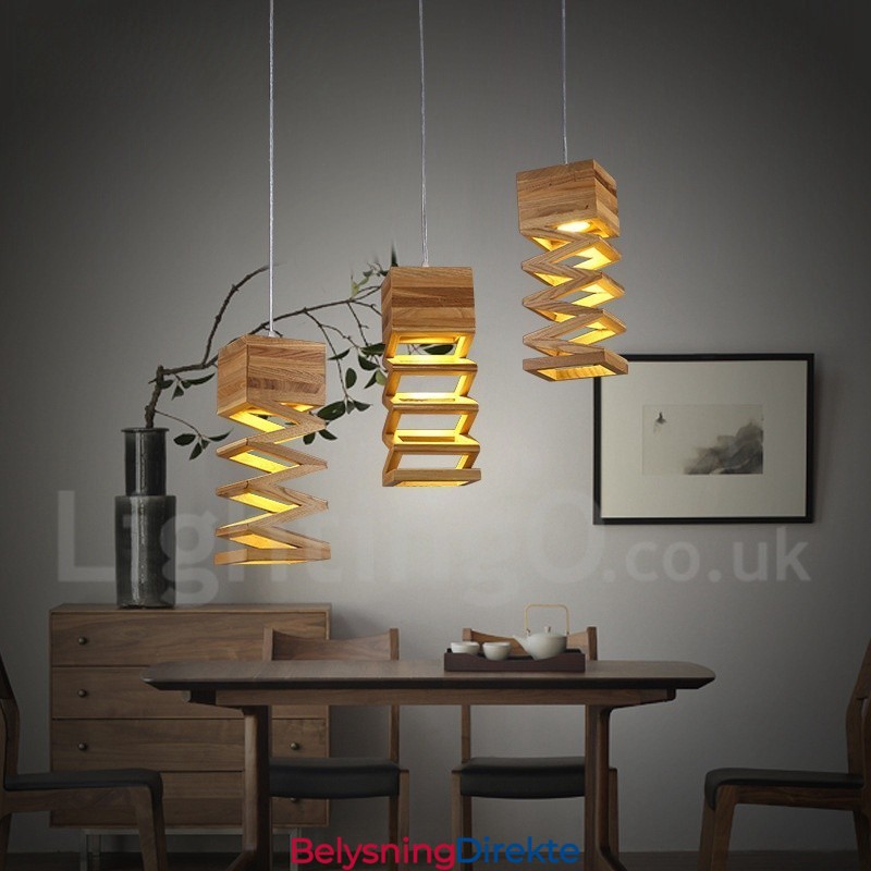 Moderne, Samtidskunstnerisk Pendellampe I Tre
