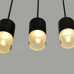 For 3-Lyss Svart Pendellampe Med Glassskjerm