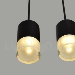 For 3-Lyss Svart Pendellampe Med Glassskjerm