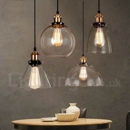 Retro Vintage Pendellampe Med Glassskjerm