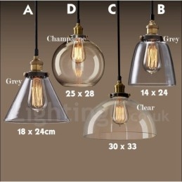 Retro Vintage Pendellampe Med Glassskjerm