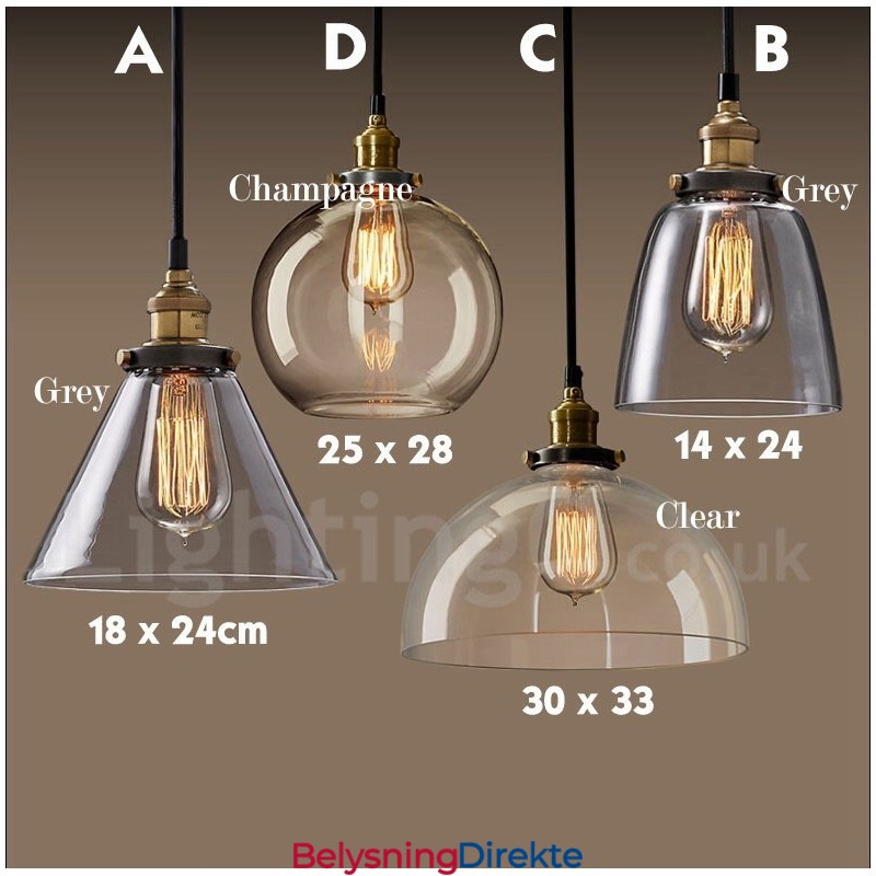 Retro Vintage Pendellampe Med Glassskjerm
