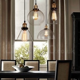 Retro Vintage Pendellampe Med Glassskjerm
