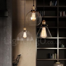 Retro Vintage Pendellampe Med Glassskjerm