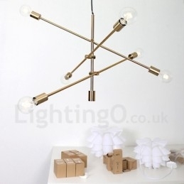 6-Lys Kobberlysekrone Med Glassskjerm