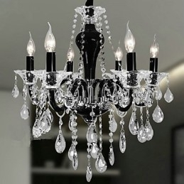 Krystalllysekrone Med 6 Lys I Svart Design