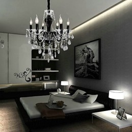 Krystalllysekrone Med 6 Lys I Svart Design