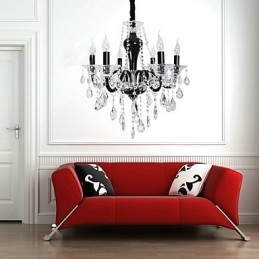 Krystalllysekrone Med 6 Lys I Svart Design