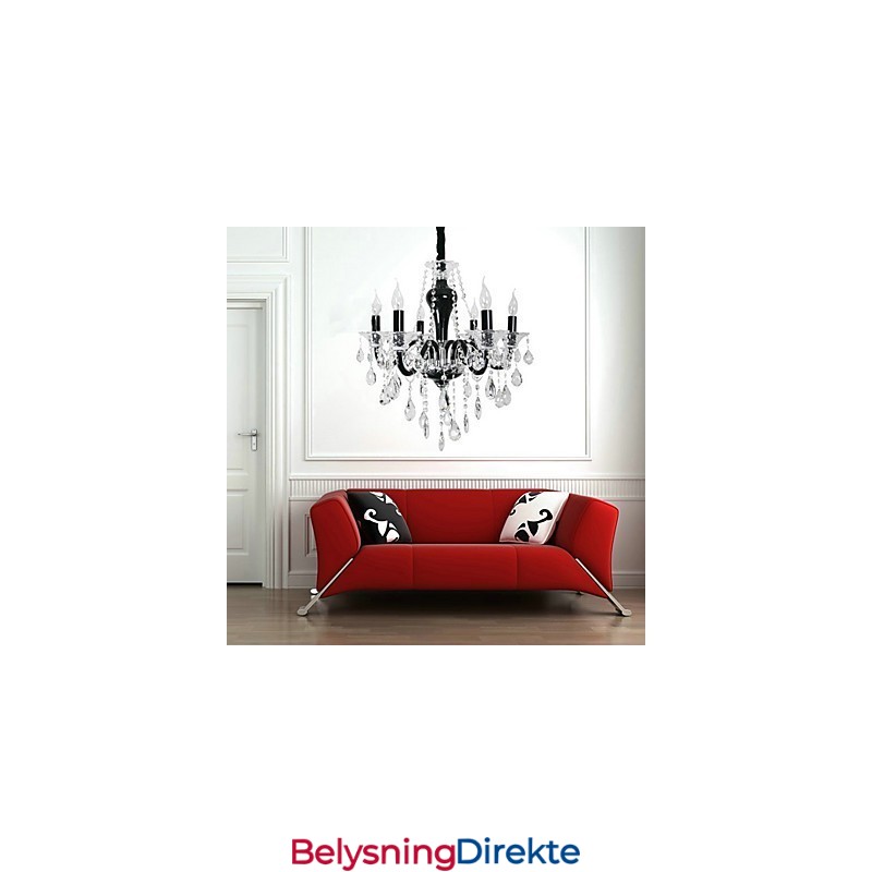 Krystalllysekrone Med 6 Lys I Svart Design