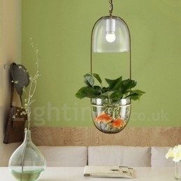Rustikk Lodge Metall Glass Pendellampe