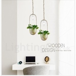 Rustikk Lodge Metall Glass Pendellampe