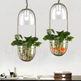 Rustikk Lodge Metall Glass Pendellampe