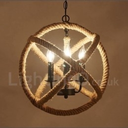 Landlig Vintage Pendellampe I Hamptau Med 3 Lys