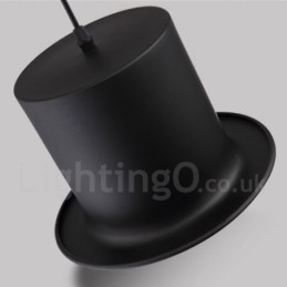 Retro Vintage Pendellampe I Svart Metall Med Hattform Og 1 Lys