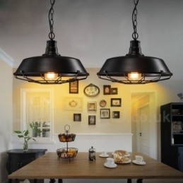 Retro Vintage Svart Metall Pendellampe