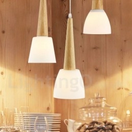 Rustikk Lodge Trependellampe Med Glassskjerm