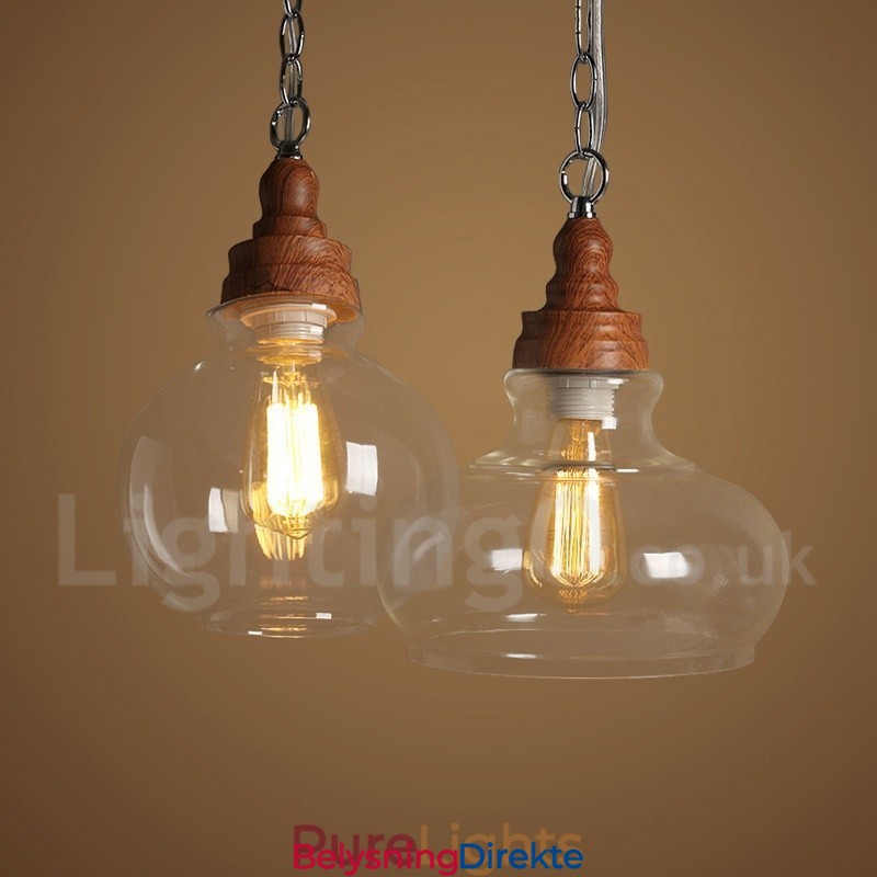 Retro Vintage Pendellampe Med Glassskjerm