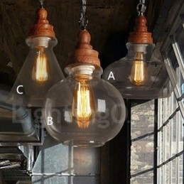 Retro Vintage Pendellampe Med Glassskjerm