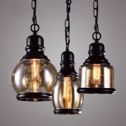 Retro Vintage Pendellampe Med Glassskjerm