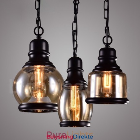 Retro Vintage Pendellampe Med Glassskjerm