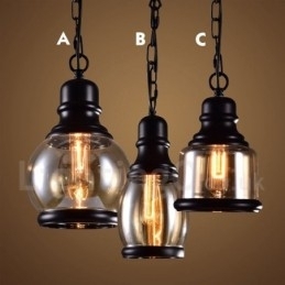Retro Vintage Pendellampe Med Glassskjerm
