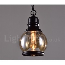 Retro Vintage Pendellampe Med Glassskjerm