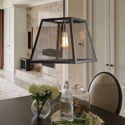 Vintage Metallpendellampe Med Glassskjerm