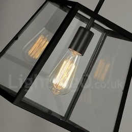 Vintage Metallpendellampe Med Glassskjerm