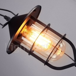 Vintage Metallpendellampe Med Glassskjerm