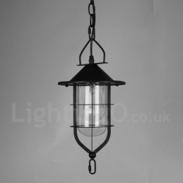 Vintage Metallpendellampe Med Glassskjerm
