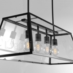 Rustikk Lodge Vintage Metallpendellampe Med Glassskjerm