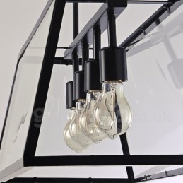 Rustikk Lodge Vintage Metallpendellampe Med Glassskjerm