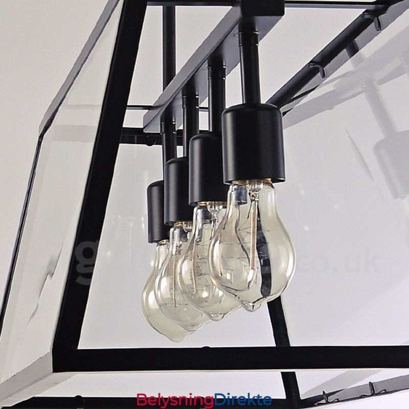 Rustikk Lodge Vintage Metallpendellampe Med Glassskjerm