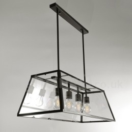 Rustikk Lodge Vintage Metallpendellampe Med Glassskjerm