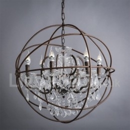 Diameter 60 Cm 80 Cm Vintage Krystallmaling Metalllysekrone Rustfarget Anhengslampe