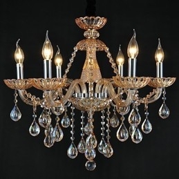 Lysekrone I Krystall, Tradisjonell, Klassisk, Glass, 6 Lys