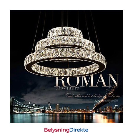 Pendellampe Moderne Belysning Varmhvit Tre Ringer D204060 Gjennomsiktig K9 Store Krystall Taklamper